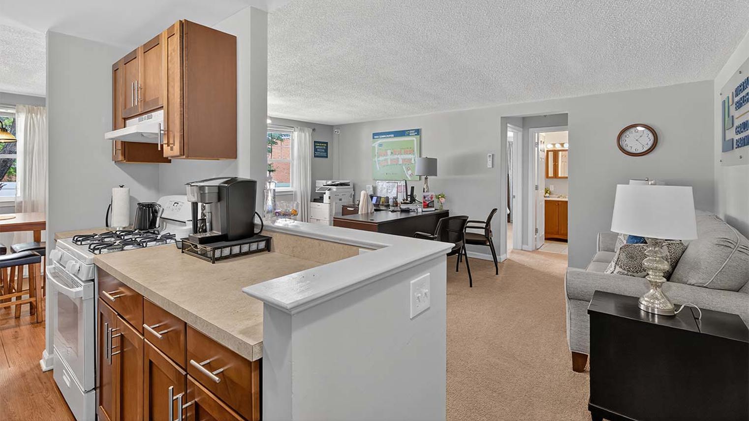 River Run Apartments River Run Model Kitchen And Living Room