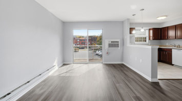 Waters Edge Apartments 2 Bed 2 Bath Living Room And Kitchen