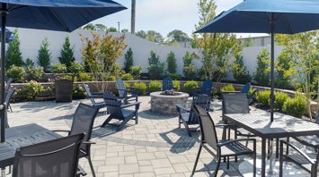 The Reserve at Crosswicks Gated Pool Area with Fire Pit