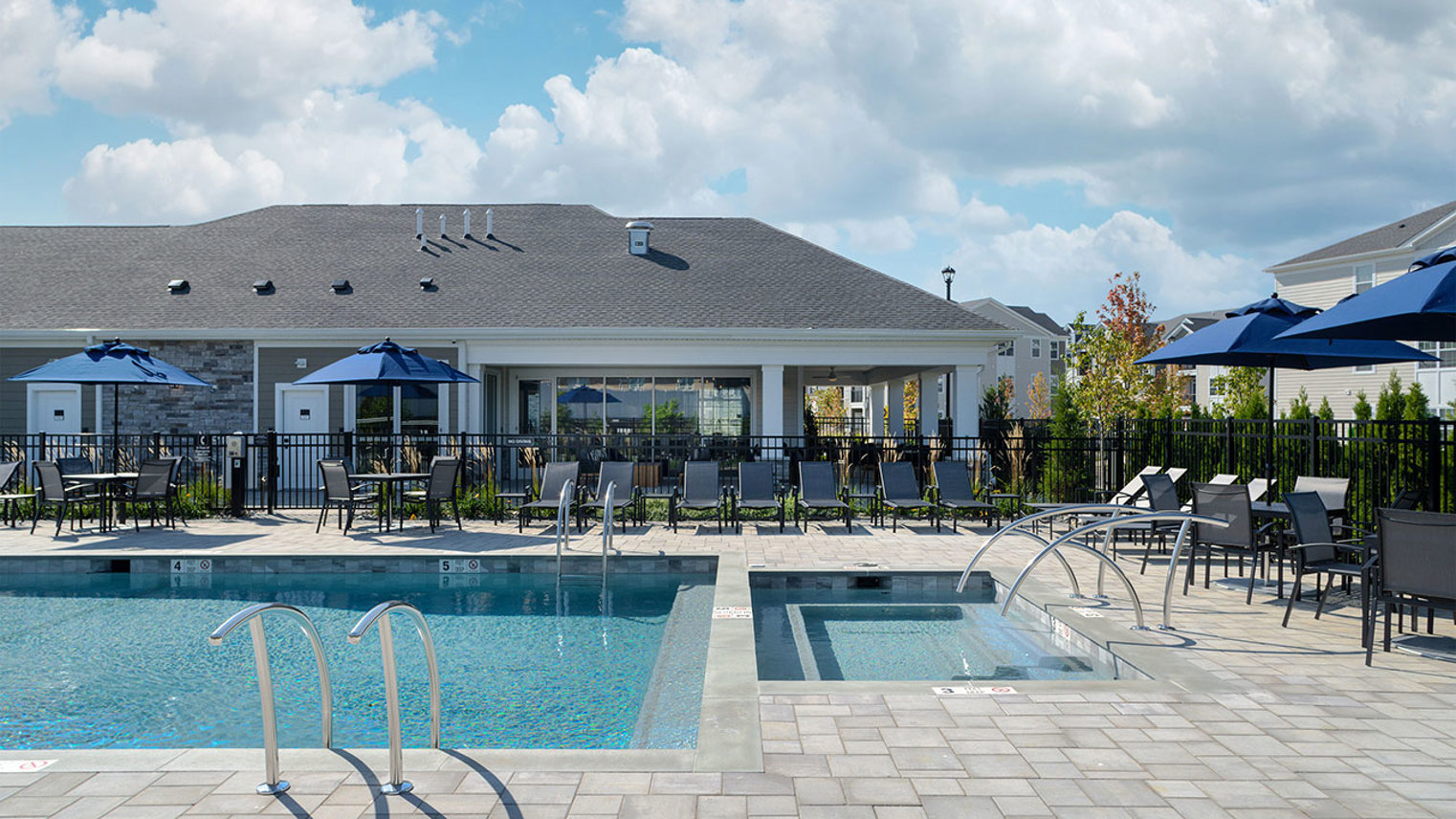The Reserve at Crosswicks Outdoor Heated Pool with Tanning Ledge and Spa
